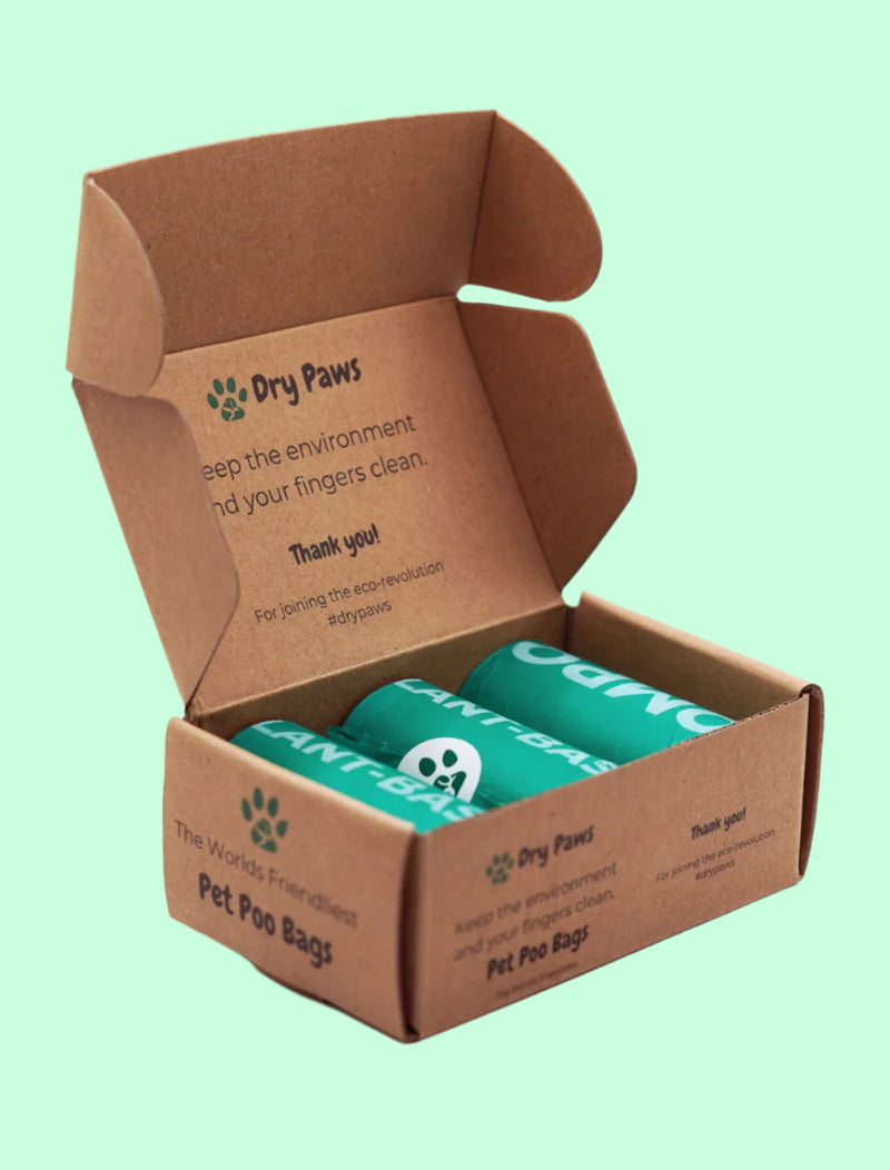 45 Biodegradable Plant Based Pet Poo Bags - 3 Rolls - Dry Paws